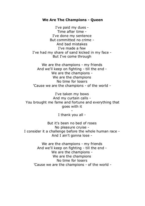 lyrics to we are the champions by queen